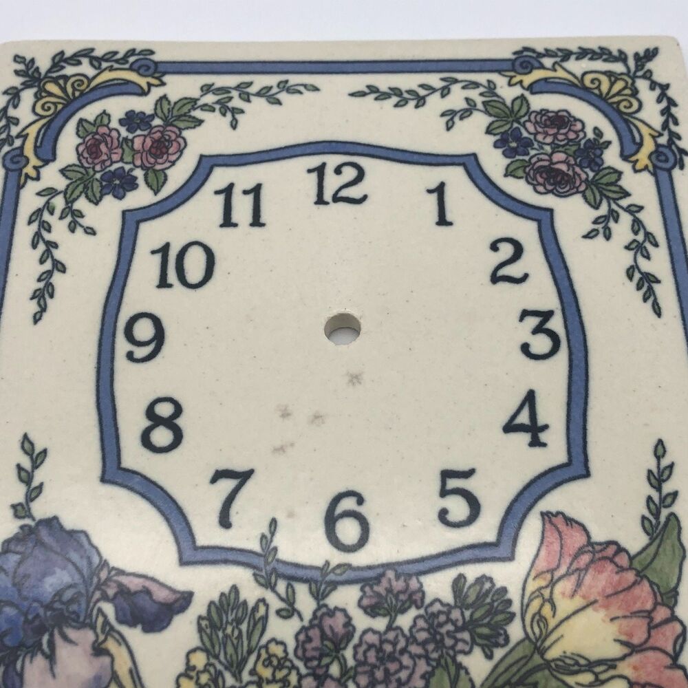 Santa Barbara Ceramic Design Wall Clock Tile Flower Bouquet 1990 FACE ONLY - Picture 2 of 7